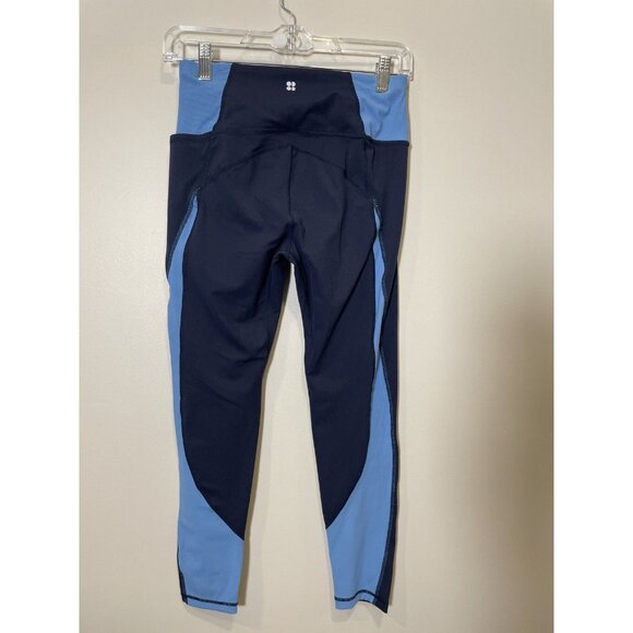 Sweaty Betty Super Soft Crop 7/8 Leggings Blue Size US 6 Athleisure Colorblock - Picture 3 of 8